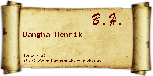 Bangha Henrik névjegykártya